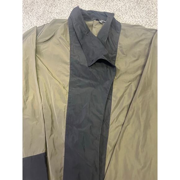 SUN KIM Drape Open Front Tunic Jacket Pockets Olive Green Black USA Size 3X - Picture 2 of 12